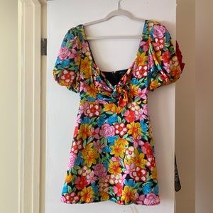 For Love and Lemons Floral Puff Sleeve Dress - Worn Once to Dinner